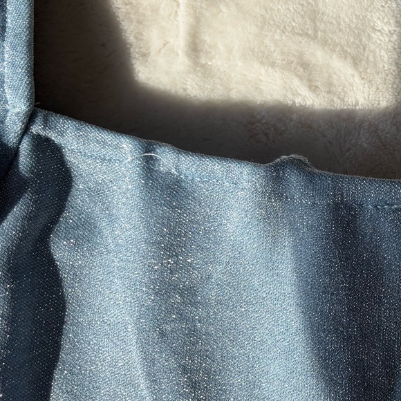 Princess Polly | 4 | Blue Silver Sparkle Long Sleeve Halter Neck Tie Mini Dress - Picture 12 of 13